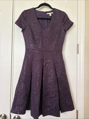 Banana Republic Purple Lace Fit & Flare Dress